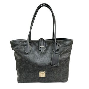 Dooney & Bourke Tote Shoulder Bag Grey Coated Canvas Leather